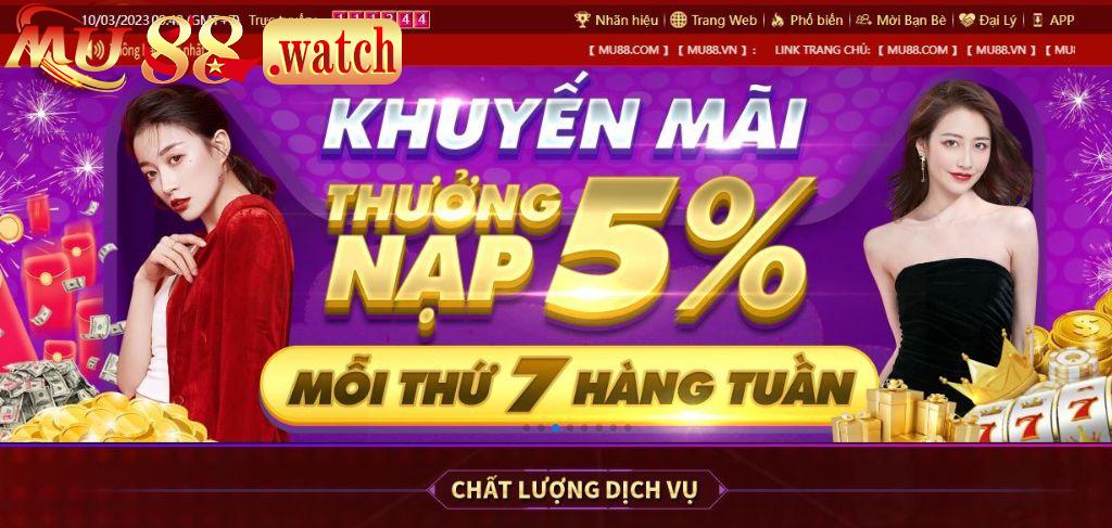 Ưu đãi nạp tiền 5% mỗi ngày tại Mu88VN